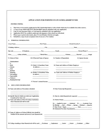 Pohnpei State Scholarship Application Form Preview