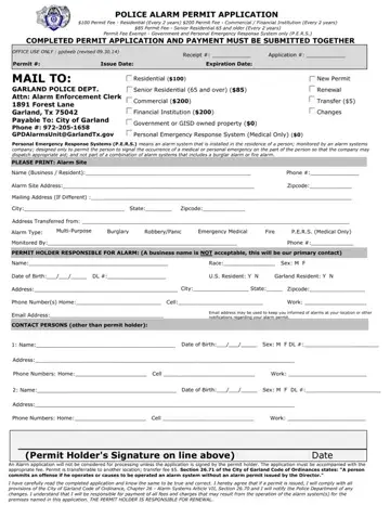 Police Alarm Permit Application Form Preview