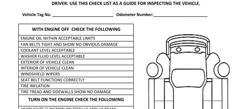 police car checklist fields to fill out