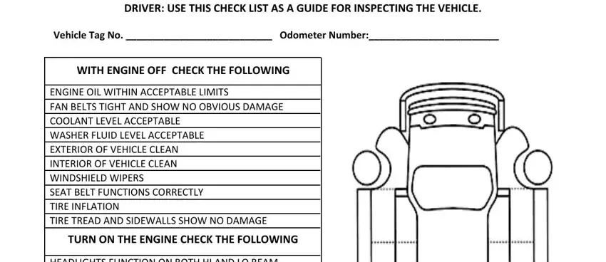 police vehicle checklist fields to fill out