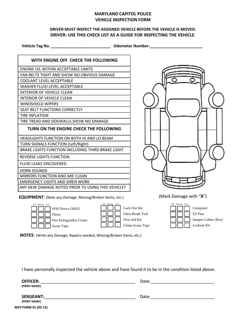 Police Vehicle Checklist first page preview