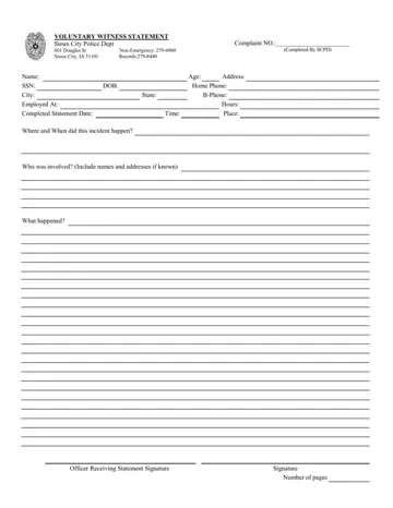 Police Witness Statement Template Form Preview