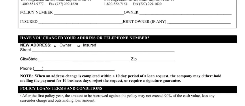 portion of gaps in Policy Loan Request