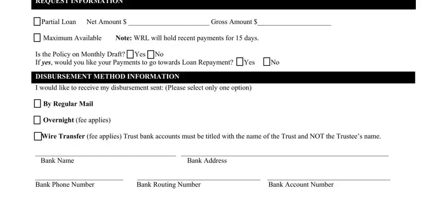 stage 2 to entering details in Policy Loan Request