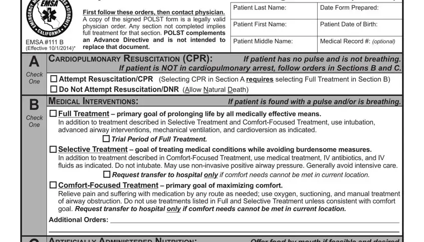 step 1 to filling in printable polst form