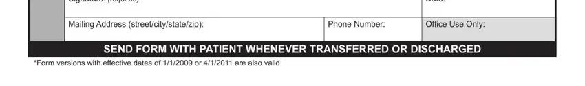 printable polst form Signature required, Date, Mailing Address streetcitystatezip, Phone Number, Ofice Use Only, SEND FORM WITH PATIENT WHENEVER, and Form versions with effective dates blanks to complete