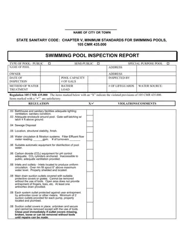 Pool Inspection Report Form Preview