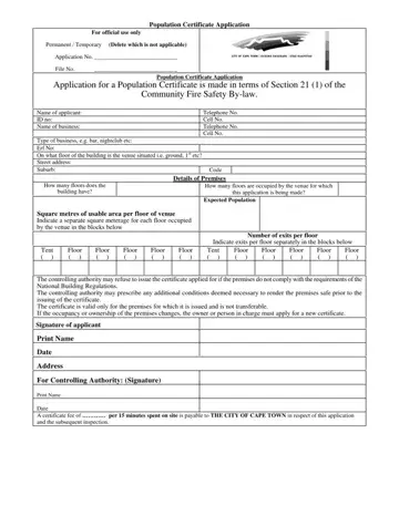 Population Certificate Form Preview