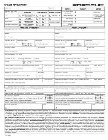 Porsche Credit Application Form Preview
