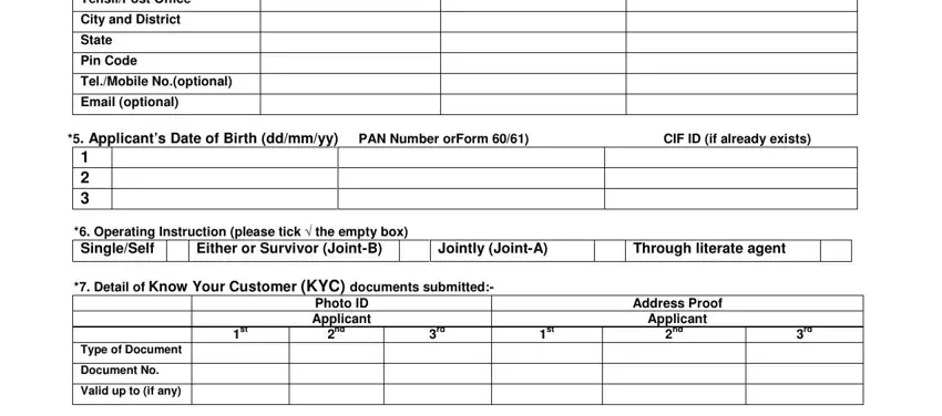 Finishing post office savings account form stage 2