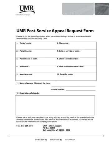Post Service Appeal Form Preview