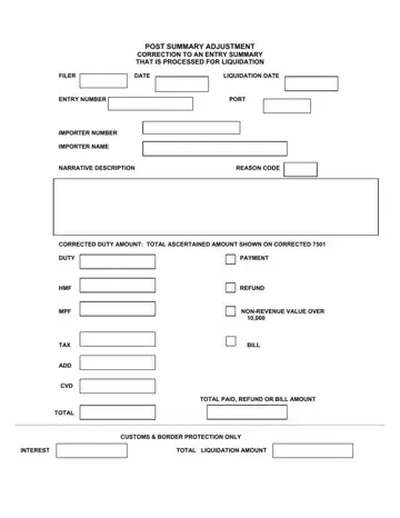 Post Summary Adjustment Form Preview
