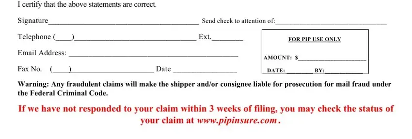 us postal claim form AMOUNT, DATEBY, FORPIPUSEONLY, and yourclaimatwwwpipinsurecom blanks to complete