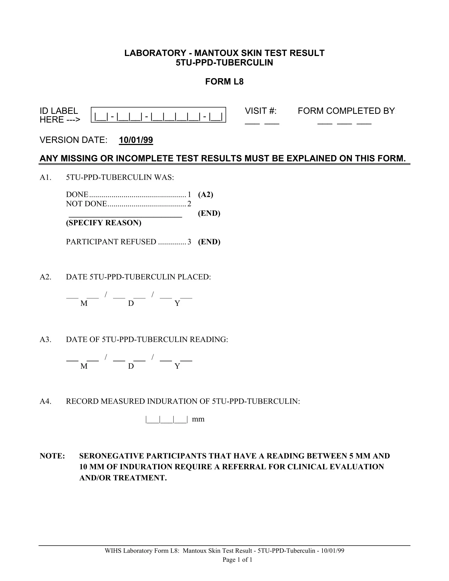 Ppd Test Results Form Fill Out Printable PDF Forms Online