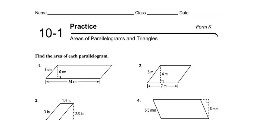 part 1 to writing geometry 10 1 areas of parallelograms and triangles form k answers