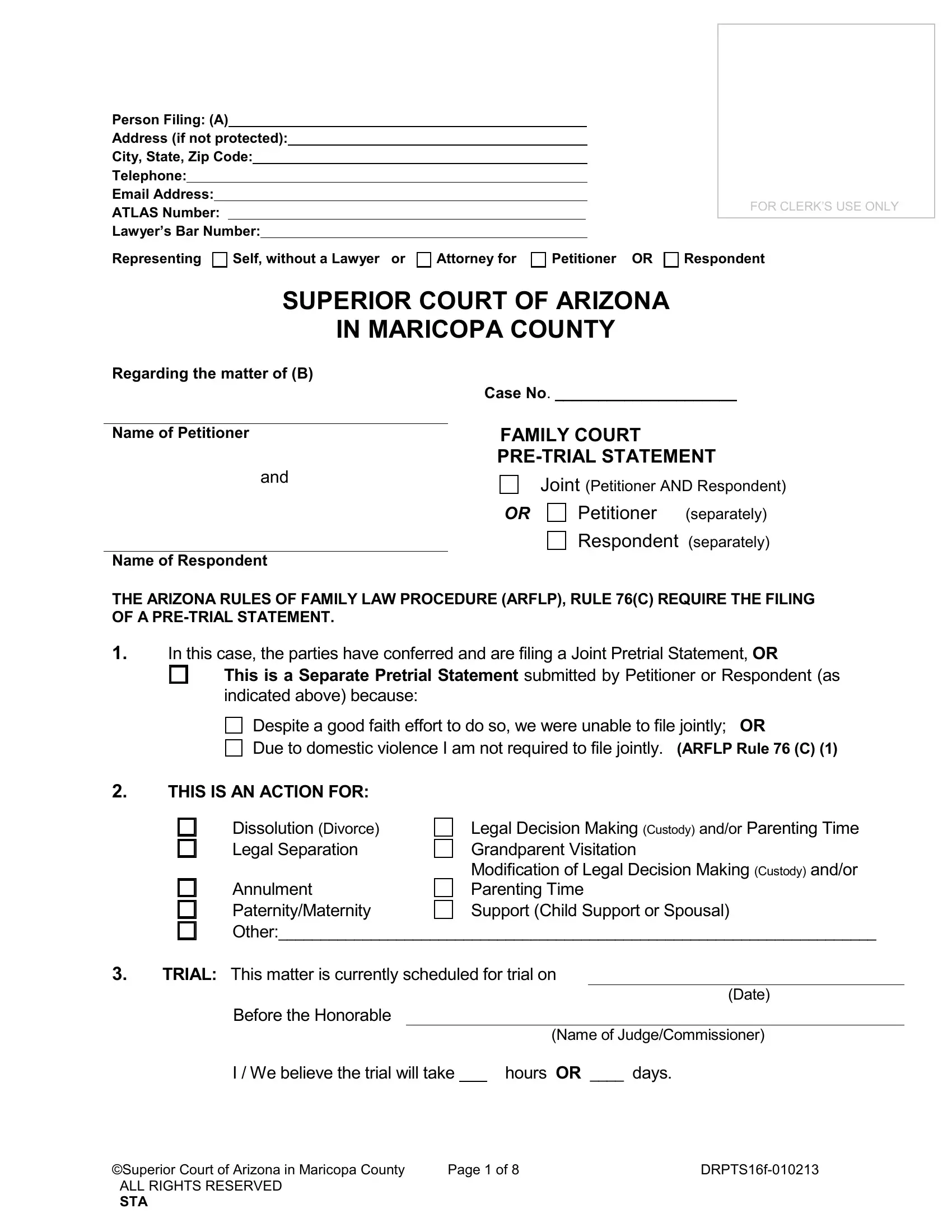 Pre Trial Statement Form ≡ Fill Out Printable PDF Forms Online