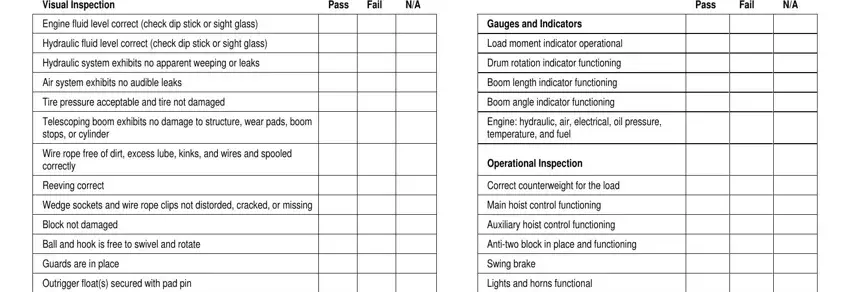 stage 1 to completing overhead crane pre operation inspection form