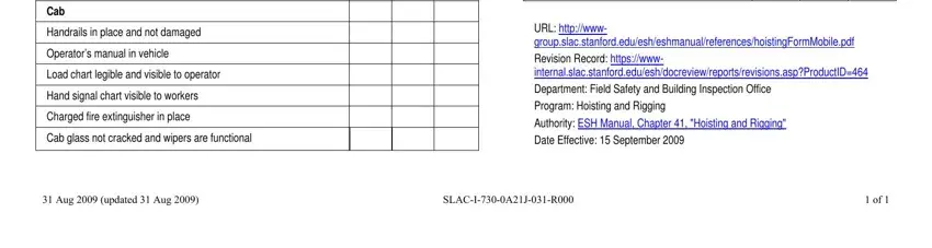 Filling out overhead crane pre operation inspection form part 2