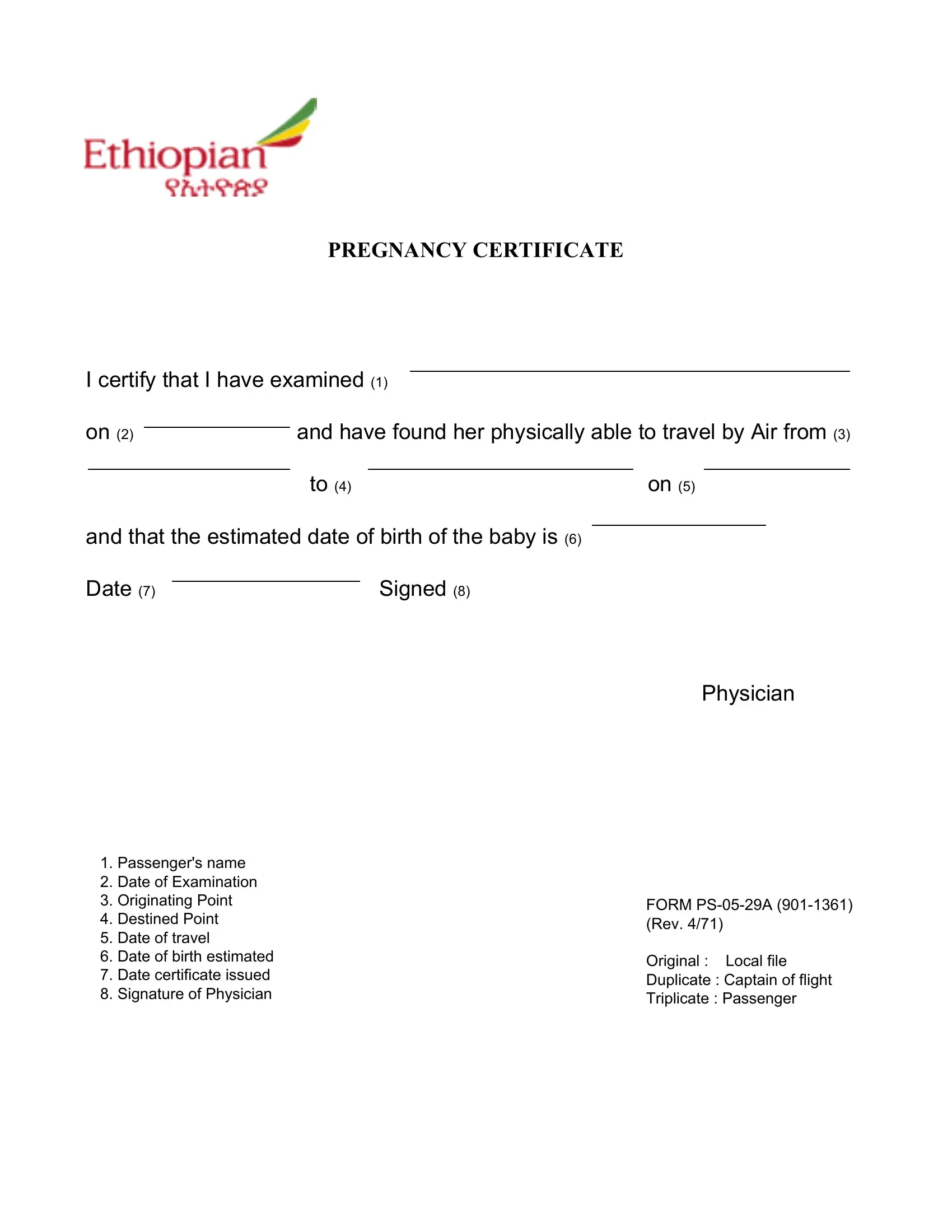 Pregnancy Fit To Fly Letter Sample PDF Form FormsPal