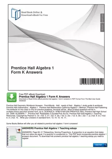 Prentice Hall Algebra 1 Textbook Preview