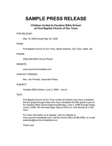 Press Release Format Example Preview