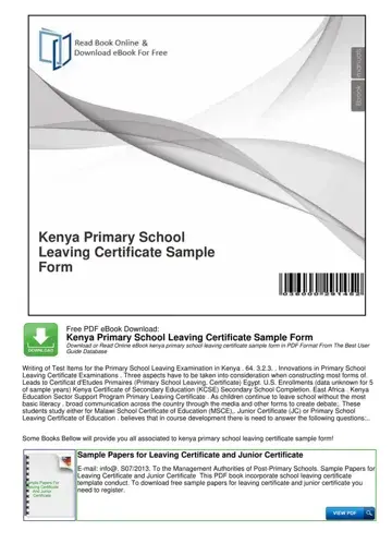 Primary School Leaving Certificate Form Preview