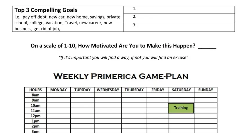 step 2 to entering details in primerica 90 day planner