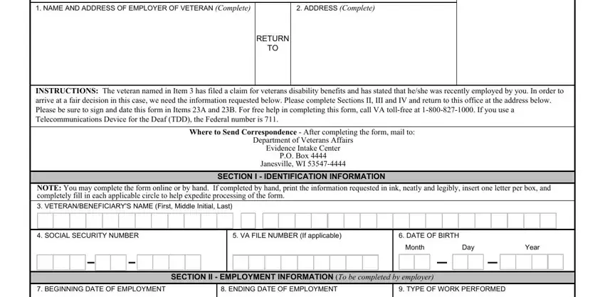Print Va Form 21 4192 spaces to fill in