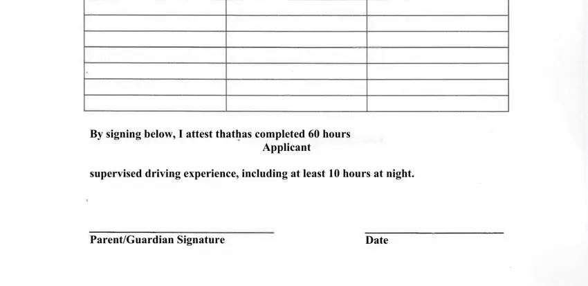 Completing 60 hour driving log filled out stage 4