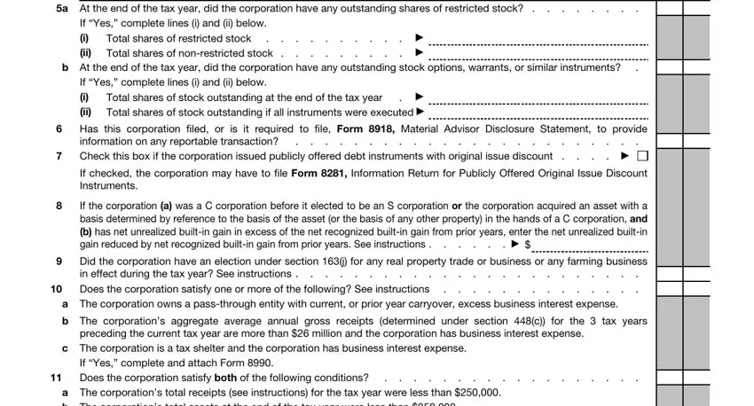 federal supporting statements template 2020 a At the end of the tax year did, If Yes complete lines i and ii, b At the end of the tax year did, Total shares of restricted stock, If Yes complete lines i and ii, Total shares of stock outstanding, Has this corporation filed or is, If checked the corporation may, If the corporation a was a C, Did the corporation have an, a The corporation owns a, The corporations aggregate average, c The corporation is a tax shelter, If Yes complete and attach Form, and a The corporations total receipts fields to fill