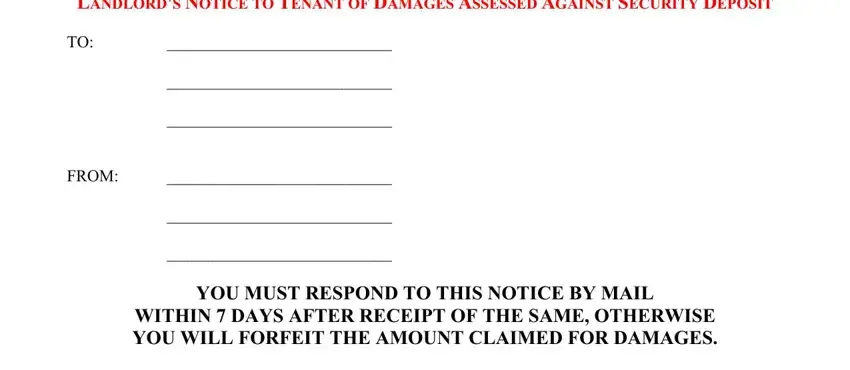 landlord assessed deposit form spaces to fill in