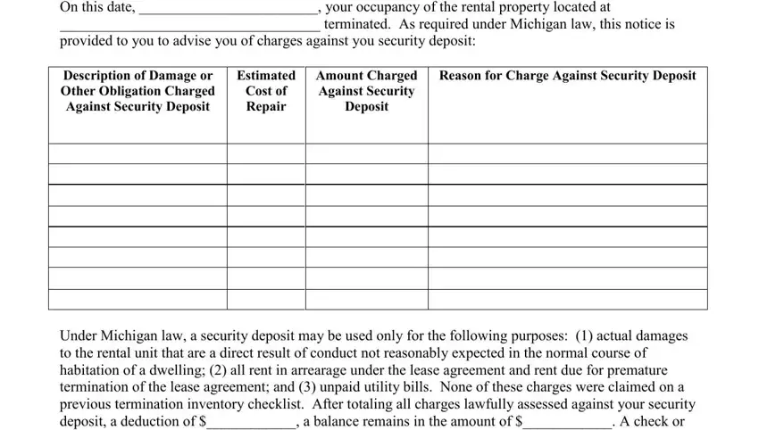 Completing mi assessed deposit form step 2