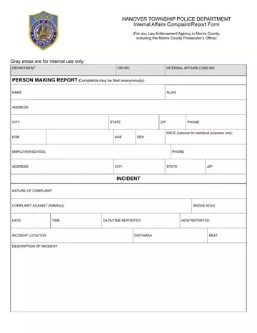 Printable Police Report Form Preview