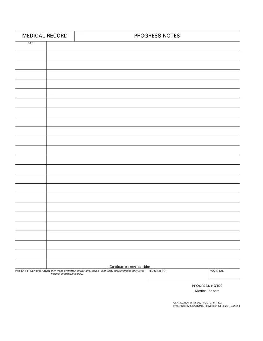 Printable Progress Notes first page preview