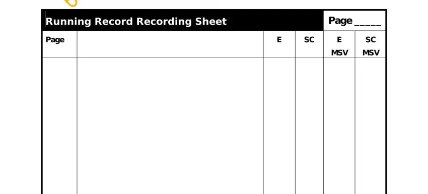 Completing printable running record template stage 2