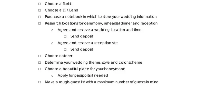Filling out wedding day itinerary template part 2