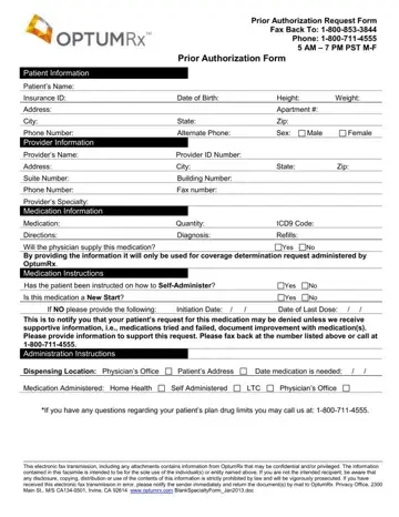 Prior Authorization Request Form Preview