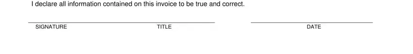 pro forma form I declare all information, SIGNATURE, TITLE, and DATE blanks to fill