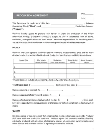 Production Agreement Form Preview