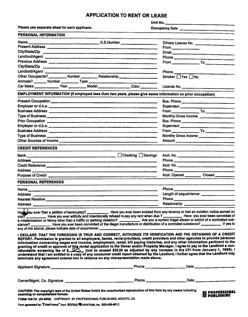 Professional Publishing Form 105 Ta first page preview