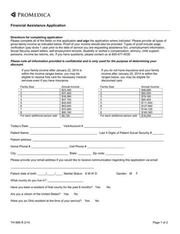 Promedica Financial Assistance Form Preview