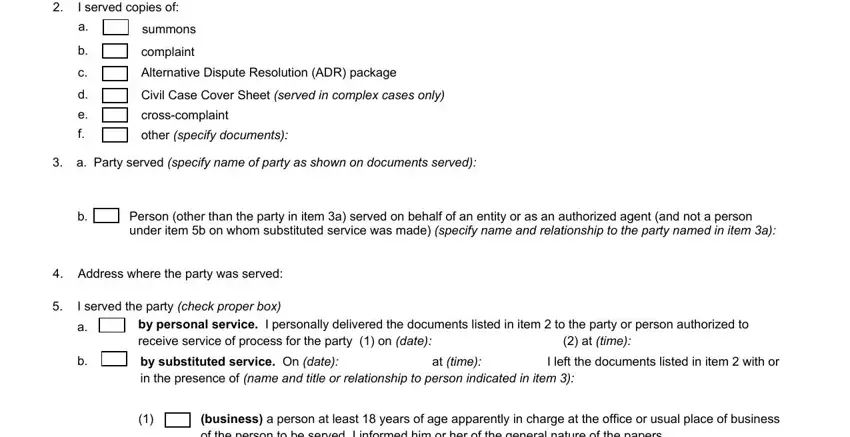 Filling in ca form proof service stage 2