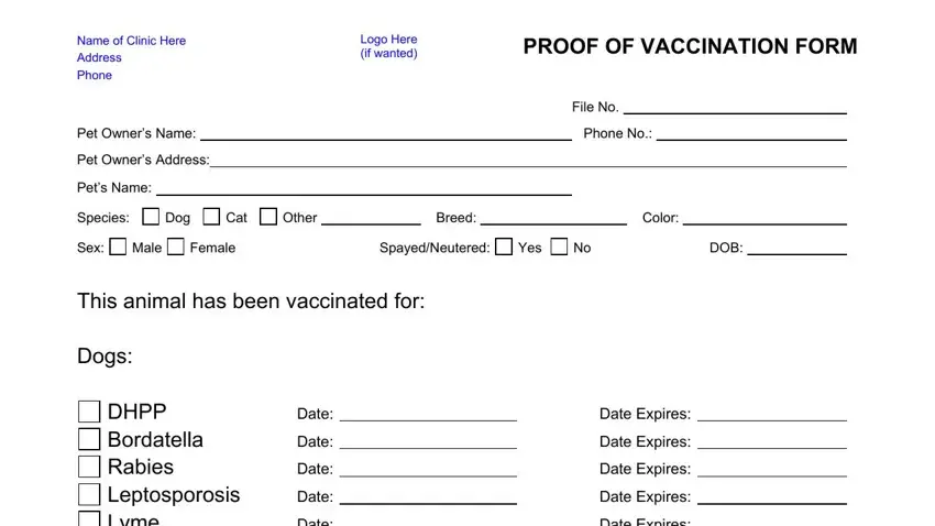 portion of blanks in dog vaccination records