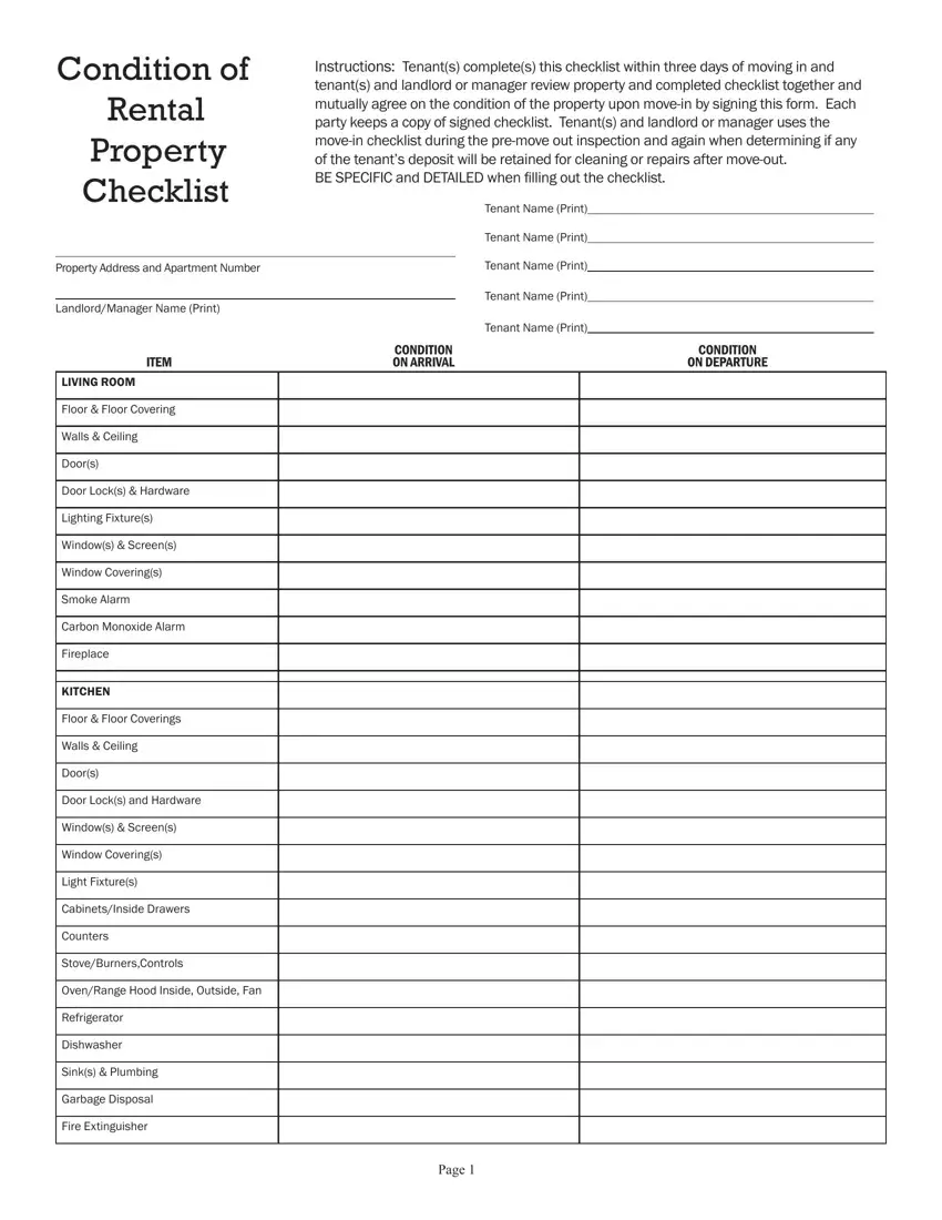 Property Checklist first page preview