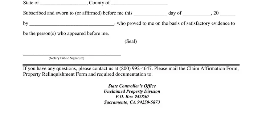 Entering details in relinquish rights to property letter template stage 2