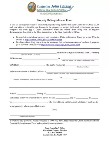 Property Relinquishment Form Preview