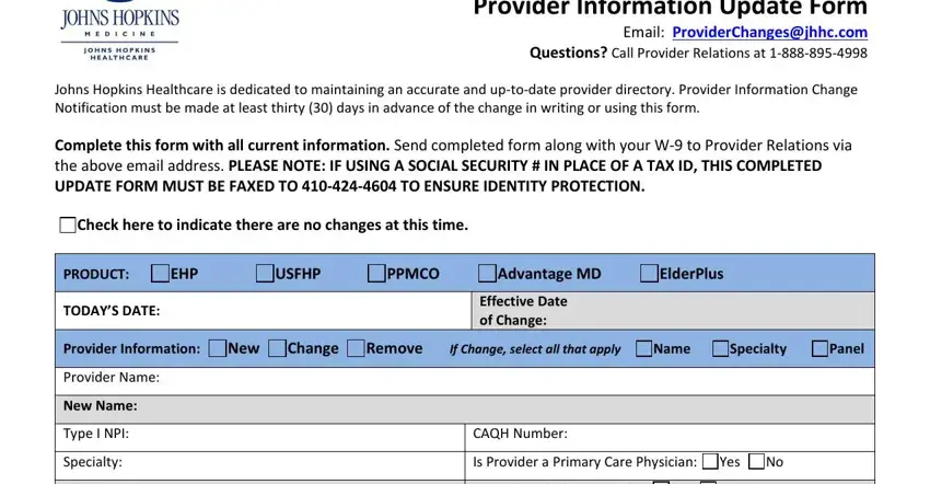 florida medicaid provider update form empty fields to consider