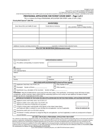 Provisional Application For Patent Form Preview