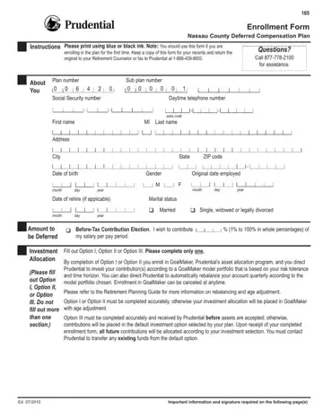 Prudential Enrollment Form Preview
