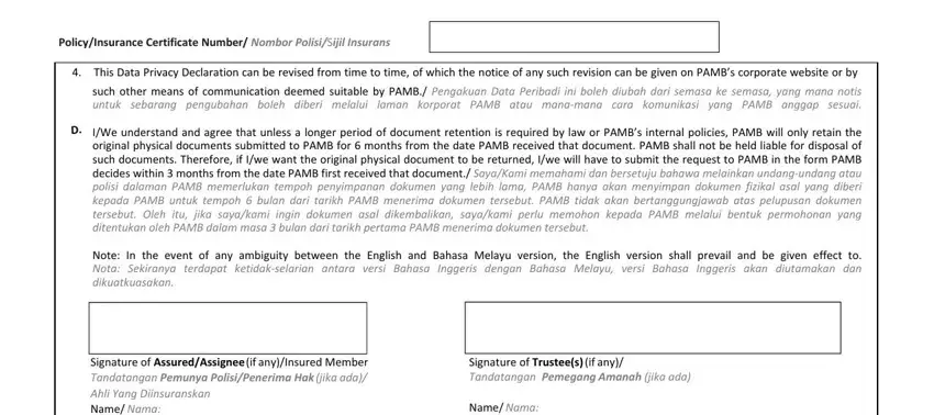 Filling in the prudential insurance company of america cash surrender request part 5